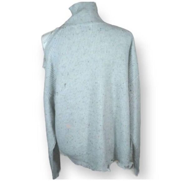 ZENANA LT. BLUE GRAY CUTOUT TURTLENECK DISTRESSED SWEATER NWT MULTIPLE SIZES. GO - Picture 9 of 9